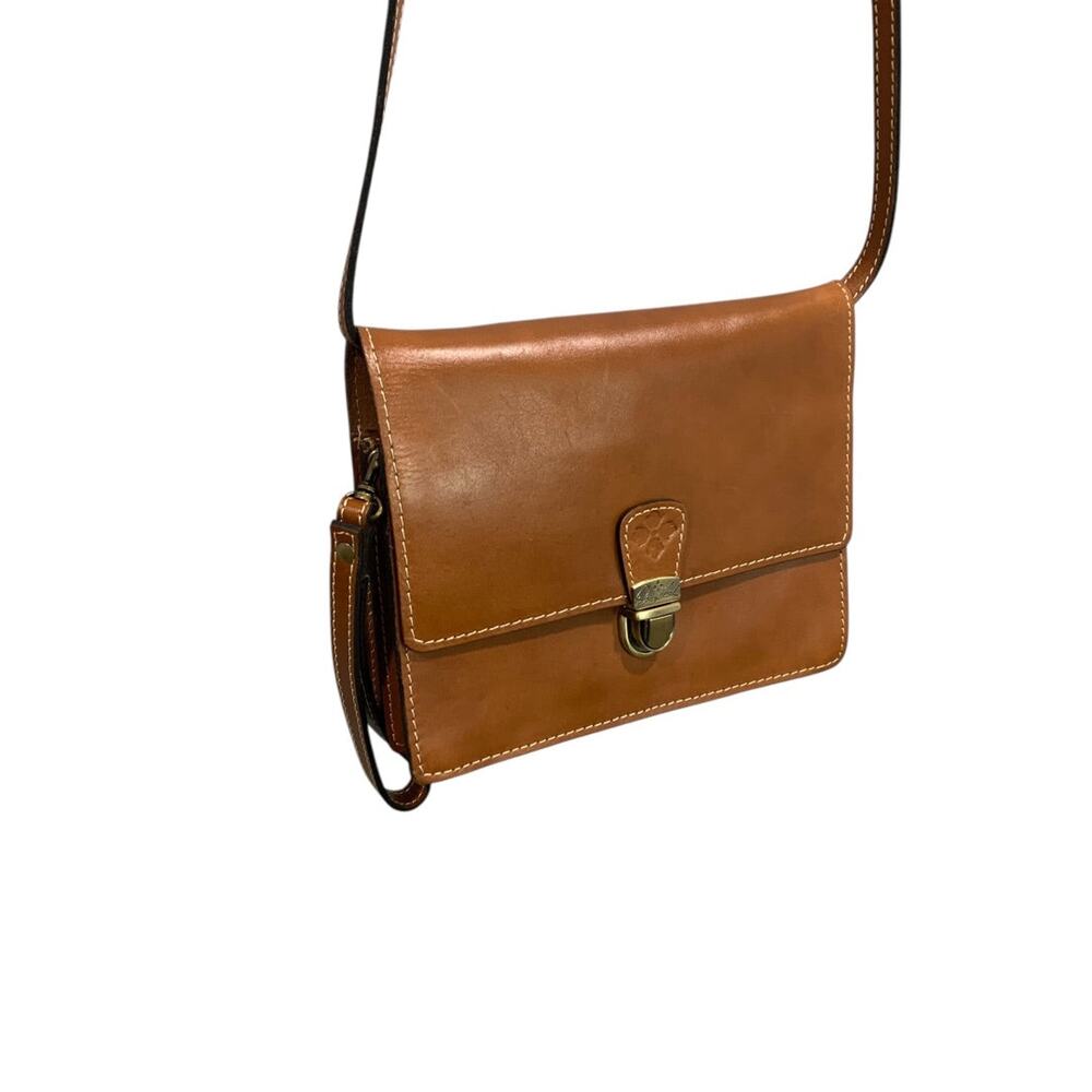 Patriciaβ Nash Leather Crossbody Bag Brown Flap Organizer Vintage Style Purse